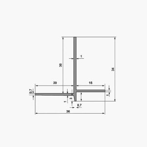 Nouveau-TEMPOLISTEL® B101 Profilé de transition décaissé à enduire pour jonction faux plafond plaque de plâtre et démontable dimensions