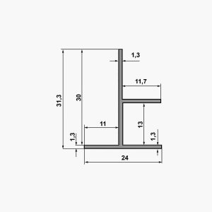 TEMPOLISTEL® B104 Profilé de transition pour jonction faux plafond plaque de plâtre et démontable dimensions