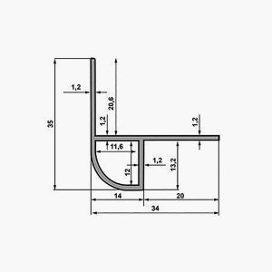 TEMPOLISTEL® A133 Profilé protège arrondi pour cloison dimensions